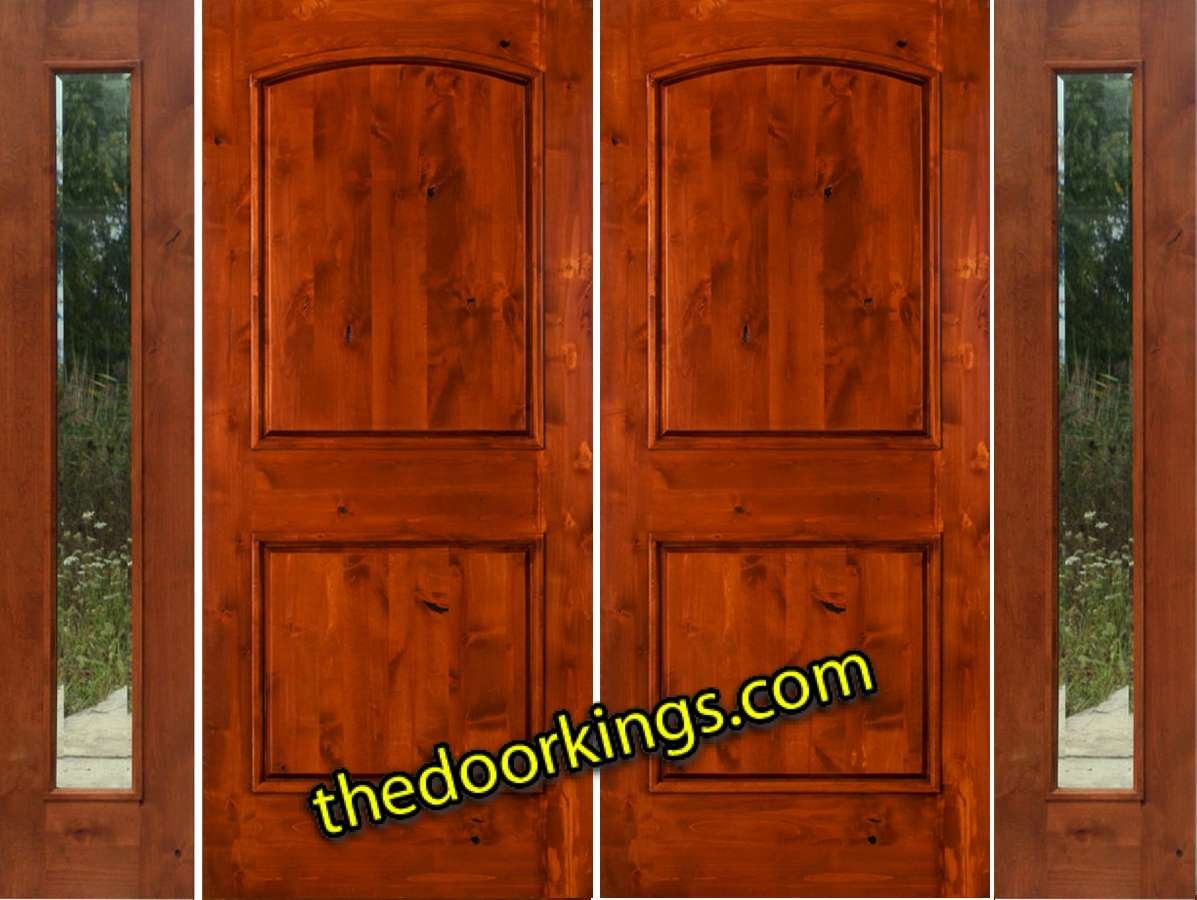 sw66 knotty alder double door with two bevel sidelites